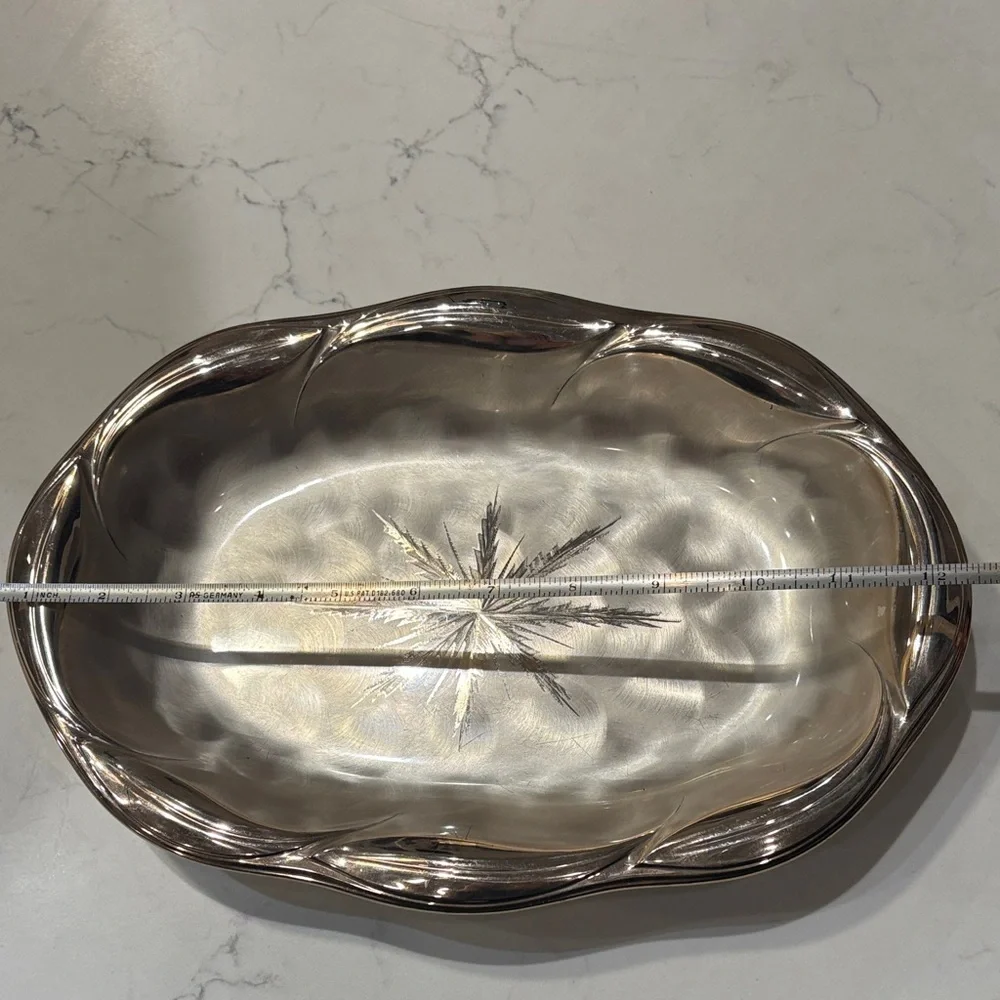 WMF‎ Ikora Vintage Silver Plated Footed Dish Tray Oval Star Design Luster MCM